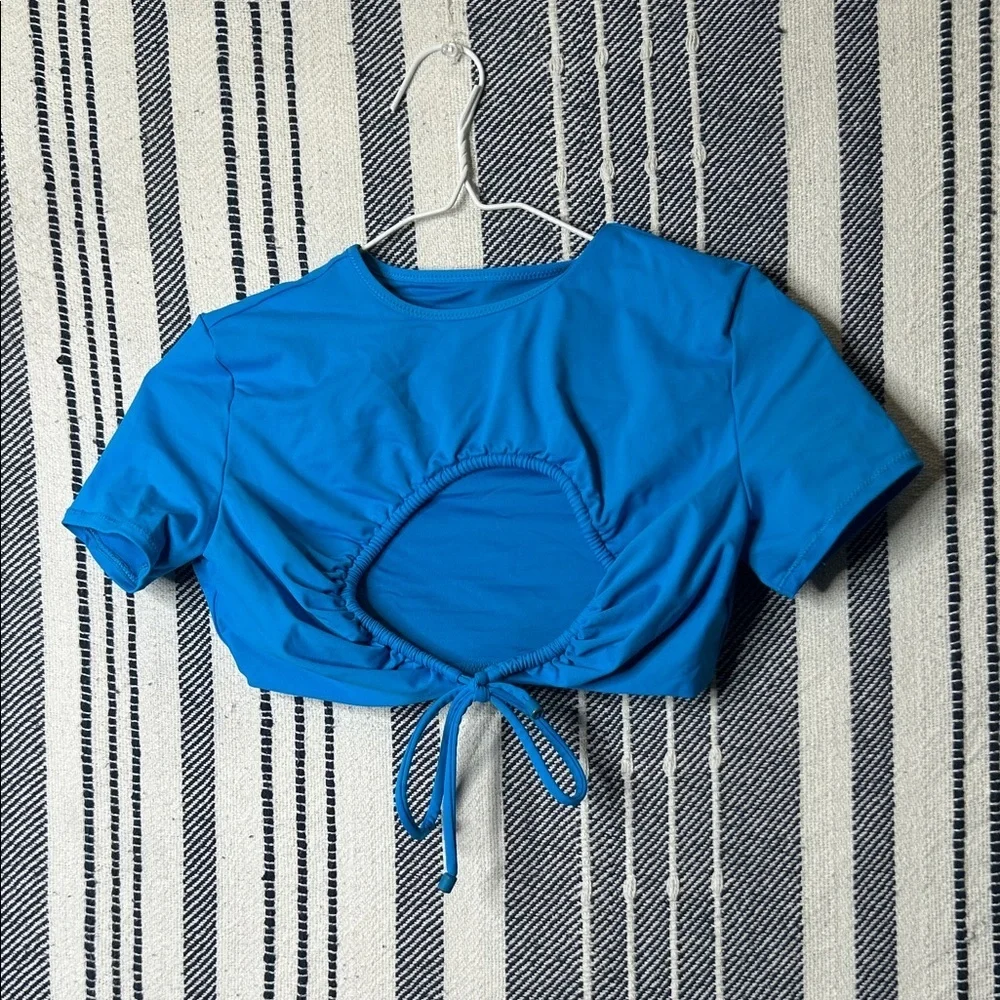 Skims Recycled Swim Ruched T-Shirt Cropped Swim Top